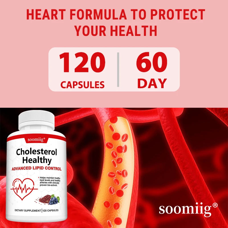Cholesterol Supplements, Red Yeast Rice & Grape Seed Extract, Supports Heart Health, Cholesterol Balance, Skin & Eye Wellness