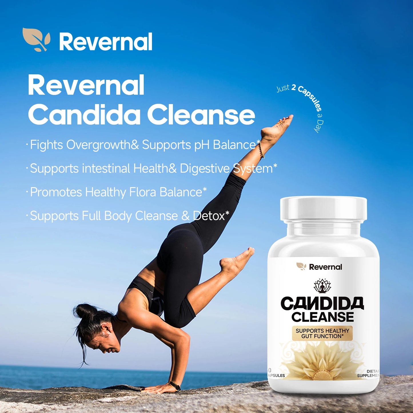 2pcs Quitmood Candida Cleanse - Anti Yeast Overgrow Gut & Colon Support (60 Capsules) - for Men & Women - Natural Herbs