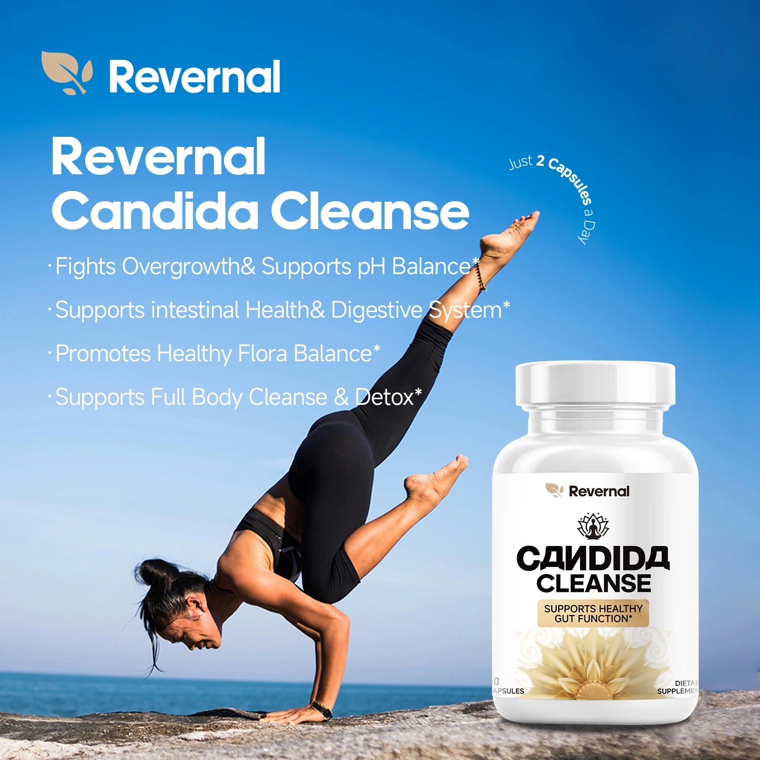 2pcs Quitmood Candida Cleanse - Anti Yeast Overgrow Gut & Colon Support (60 Capsules) - for Men & Women - Natural Herbs