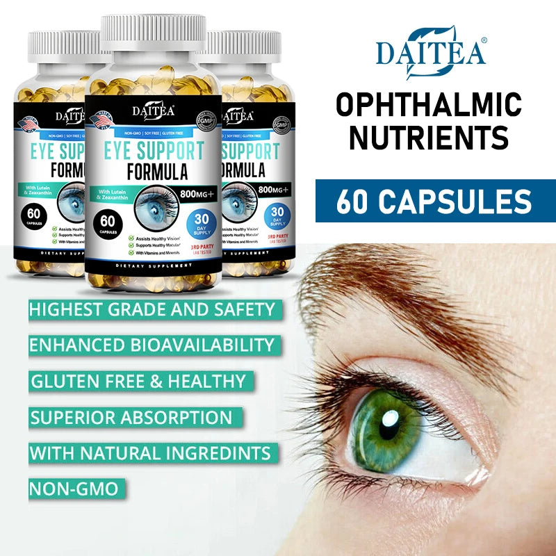 Eye Vitamins with Lutein and Bilberry Extract Capsules - Lutein Blend for Eye Fatigue, Dry Eyes and Vision Health