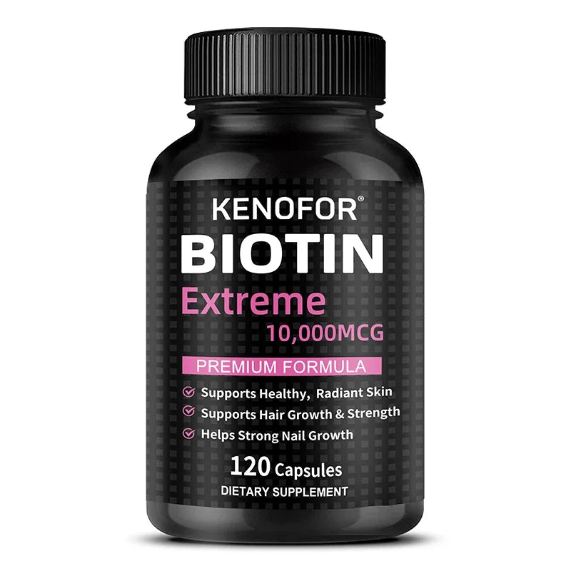 Biotin 10000MCG Strengthens Nails Improves Skin Health Supports Hair Growth 120 Capsules Health Food Vitamins And Supplements 120count United States