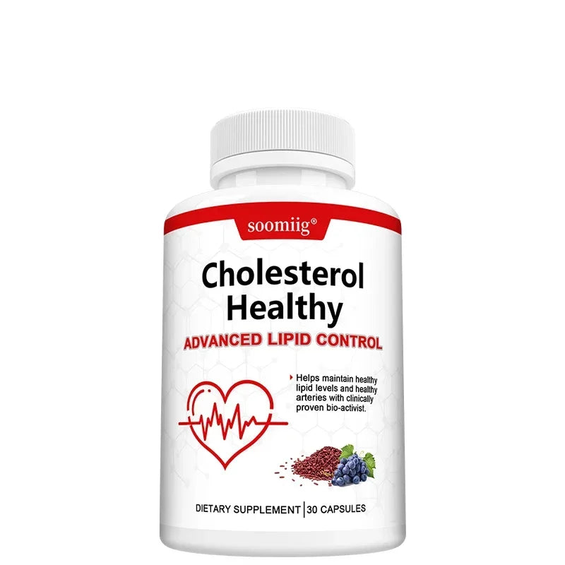 Cholesterol Supplements, Red Yeast Rice & Grape Seed Extract, Supports Heart Health, Cholesterol Balance, Skin & Eye Wellness