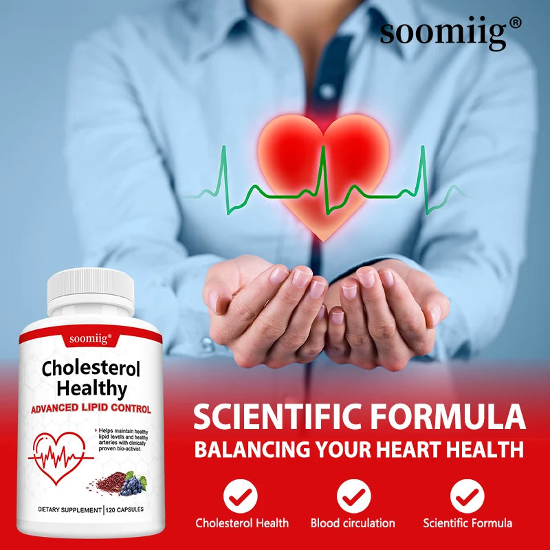 Cholesterol Supplements, Red Yeast Rice & Grape Seed Extract, Supports Heart Health, Cholesterol Balance, Skin & Eye Wellness