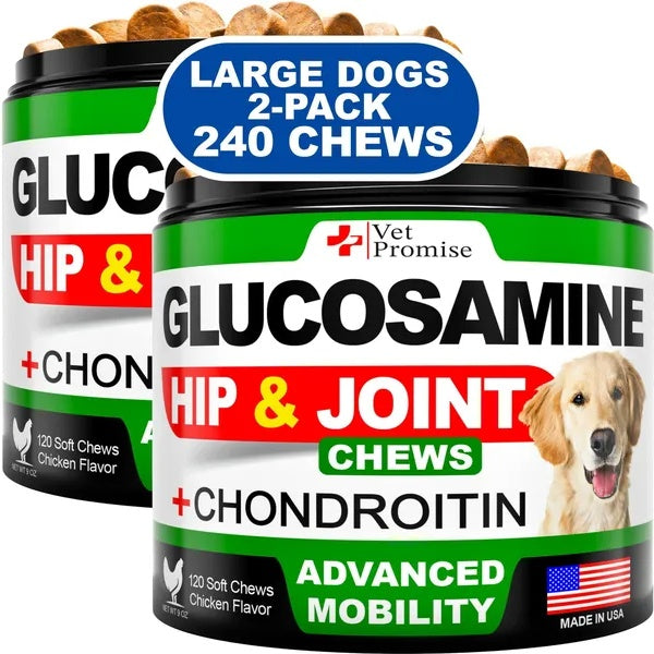 Glucosamine For Dogs 2 Pack Hip And Joint Supplement With Chondroitin 240 Chews 2pcs