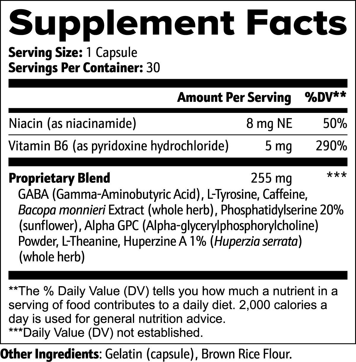 Brain Alpha™ – Daily Cognitive Support | Focus, Memory & Reaction Time | Bacopa, Alpha GPC & Huperzine A | 30 Caps