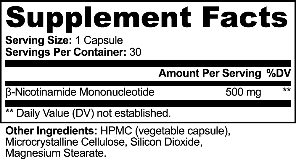 NMN Capsules 500mg – Boost NAD+, Cellular Energy & Healthy Aging | Nicotinamide Mononucleotide Supplement | 30 Caps