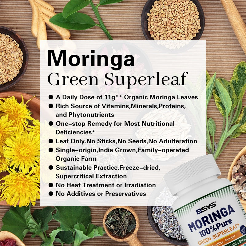 Moringa Capsules Antioxidant & Anti-Inflammatory Support Blood Sugar Health Aid Cholesterol Balance Formula Heart Wellness Support Immune Boost & Natural Defense Daily Superfood Supplement