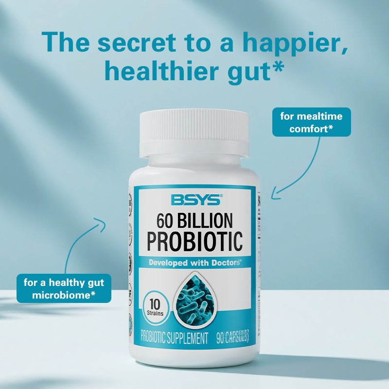 60 Billion CFU Probiotic Capsules Acid-Resistant Stomach-Resistant Formula Intestinal Delivery Technology Digestive & Immune Health Support Daily Gut Wellness Supplement