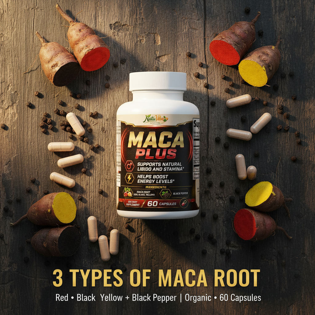 Flat lay Maca Plus