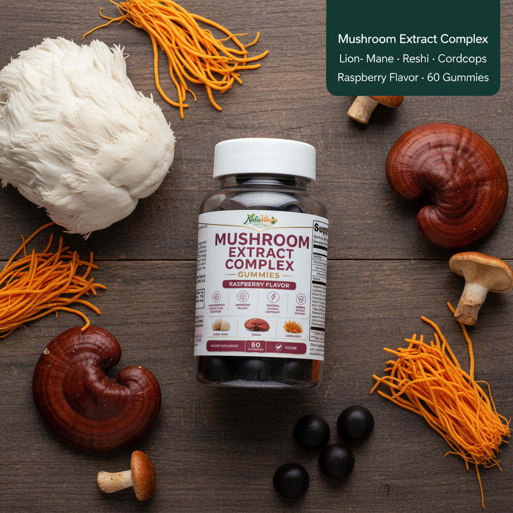 Flat lay Mushroom Gummies