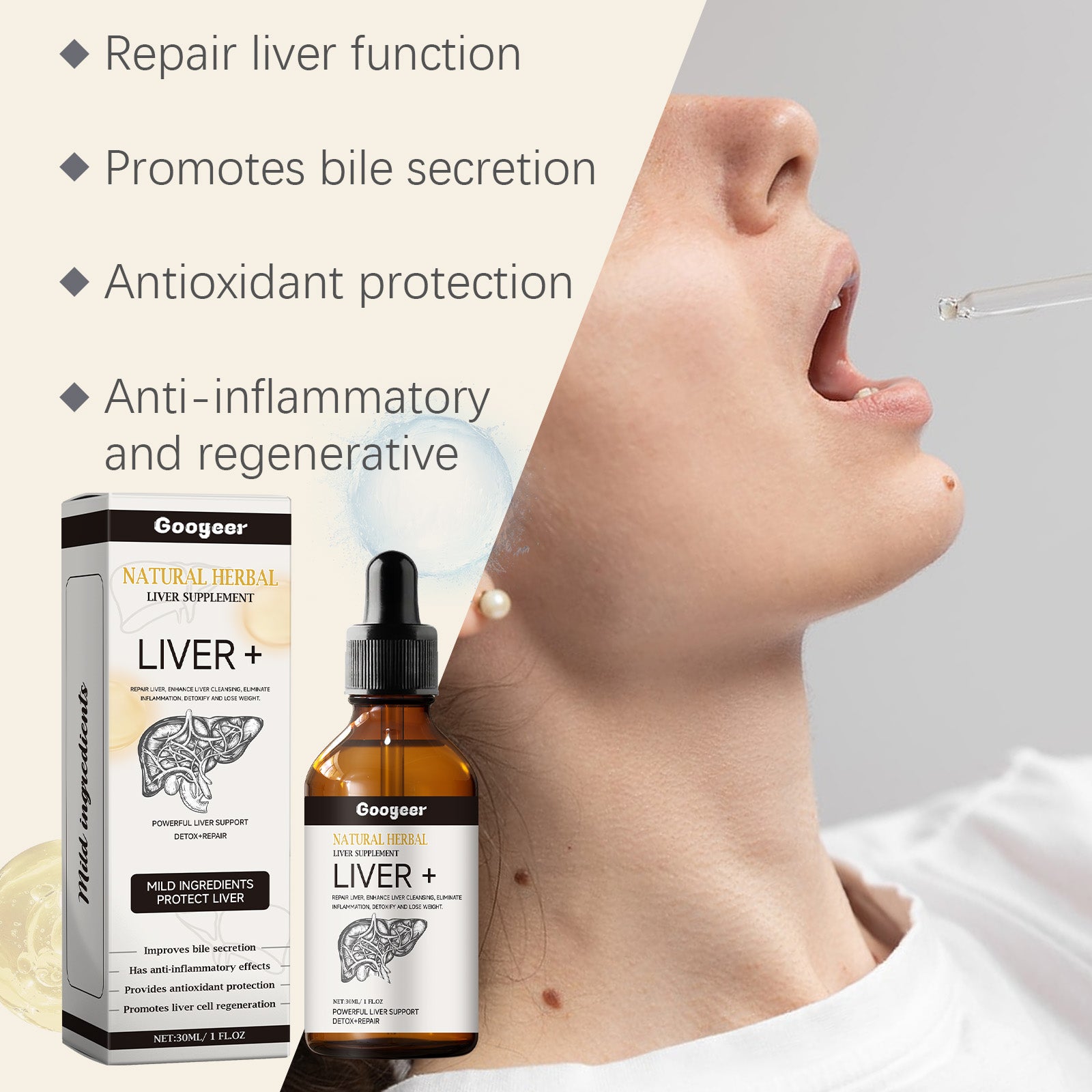 Liver+ Natural Herbal Supplement – Powerful Liver Support for Detox, Repair & Protection | 30ml / 1 fl oz