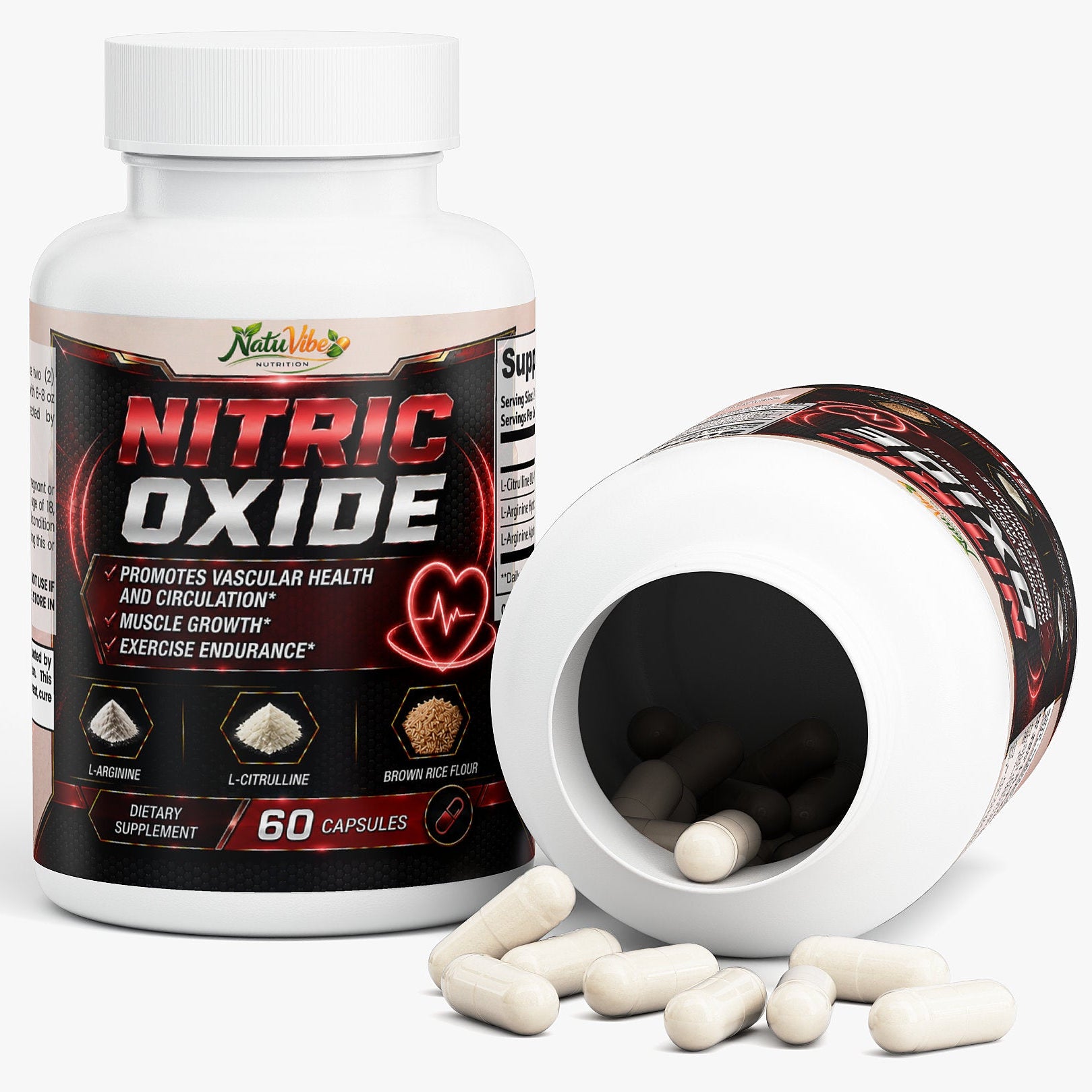 Nitric Oxide Booster with L-Citrulline & L-Arginine – Blood Flow, Pump & Performance Support | 60 Caps