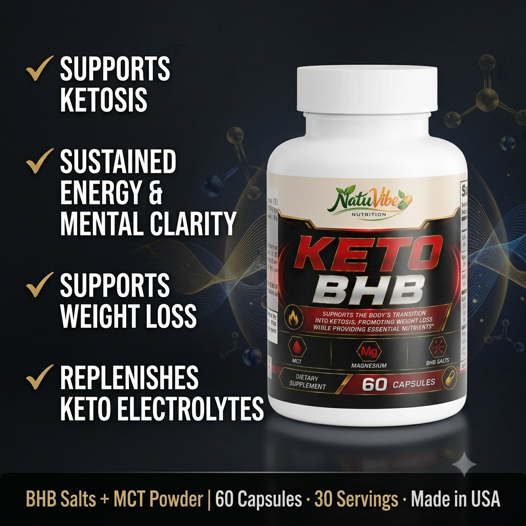 Keto BHB™ – Calcium, Magnesium & Sodium BHB Salts with MCT Powder | Ketosis, Energy & Weight Loss Support | 60 Caps