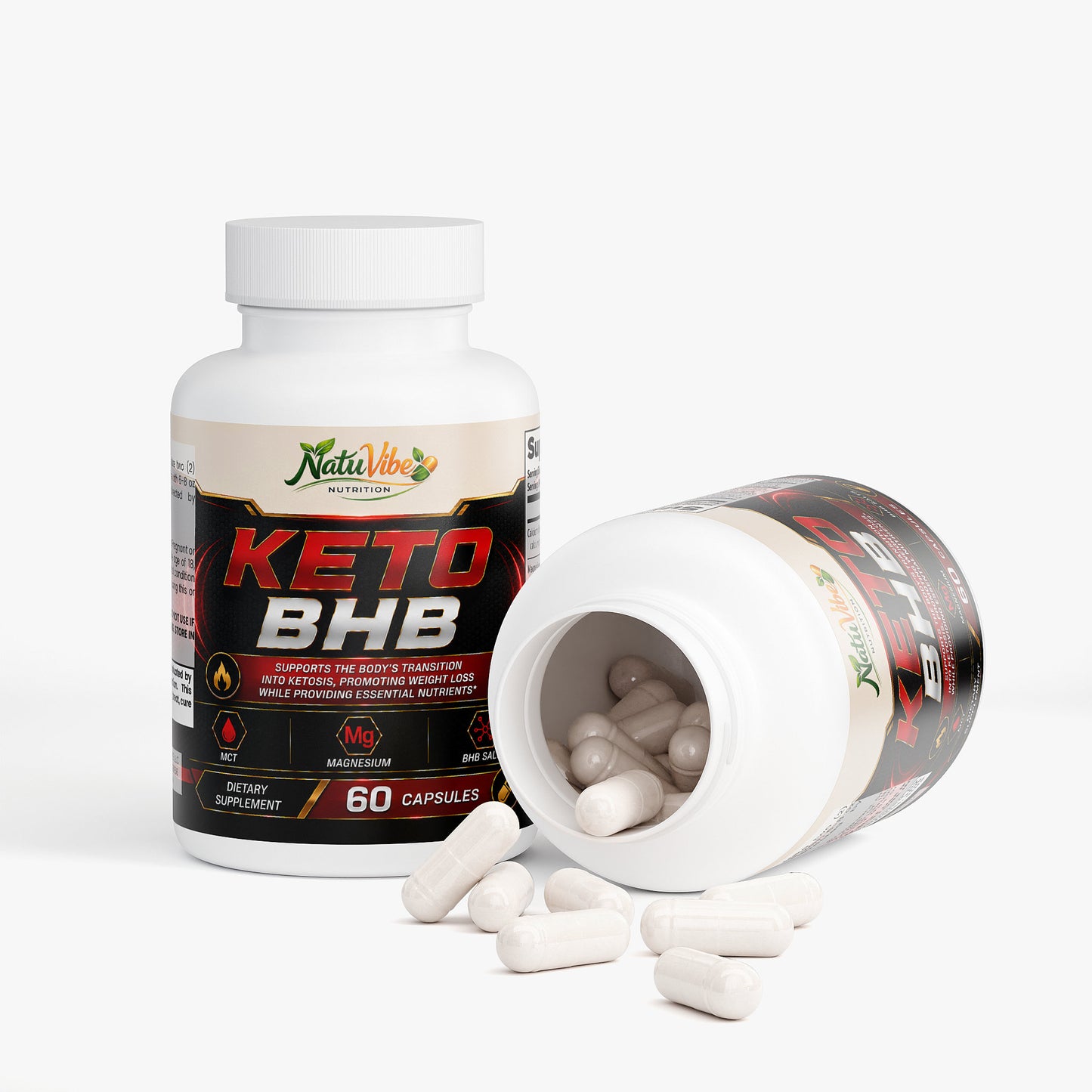 Keto BHB™ – Calcium, Magnesium & Sodium BHB Salts with MCT Powder | Ketosis, Energy & Weight Loss Support | 60 Caps