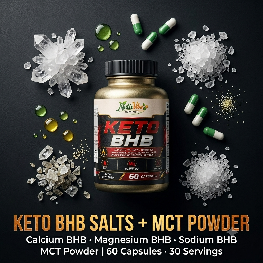 Keto BHB™ – Calcium, Magnesium & Sodium BHB Salts with MCT Powder | Ketosis, Energy & Weight Loss Support | 60 Caps