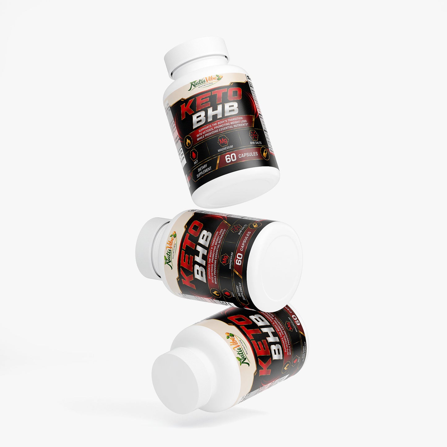 Keto BHB™ – Calcium, Magnesium & Sodium BHB Salts with MCT Powder | Ketosis, Energy & Weight Loss Support | 60 Caps