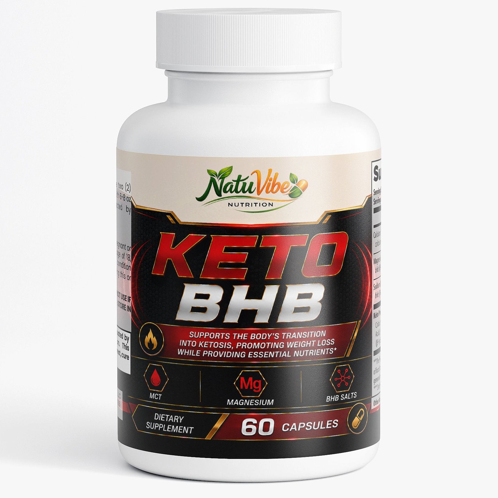 Keto BHB™ – Calcium, Magnesium & Sodium BHB Salts with MCT Powder | Ketosis, Energy & Weight Loss Support | 60 Caps