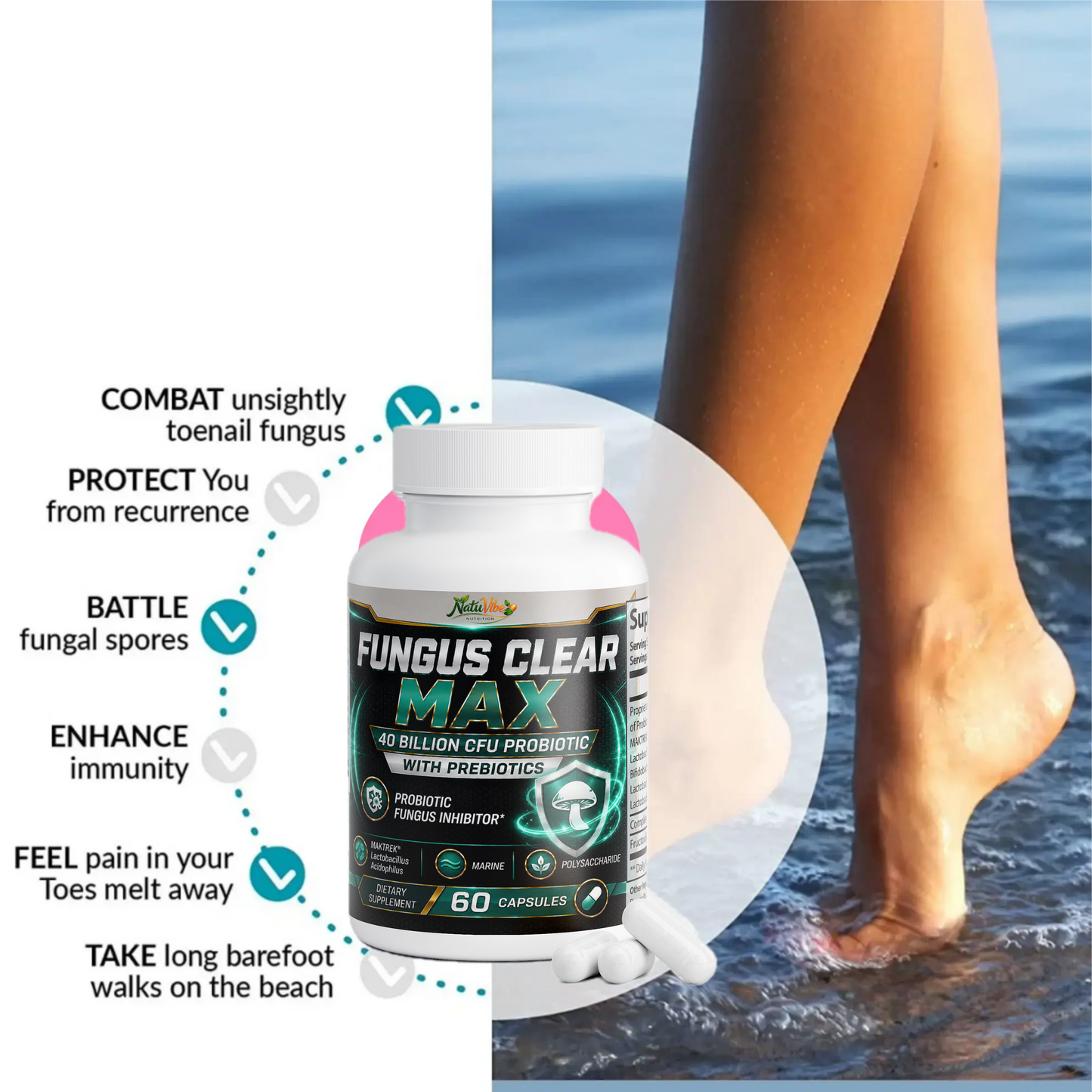 Fungus Clear Max 40 Billion CFU Probiotic Pills 2 PACK