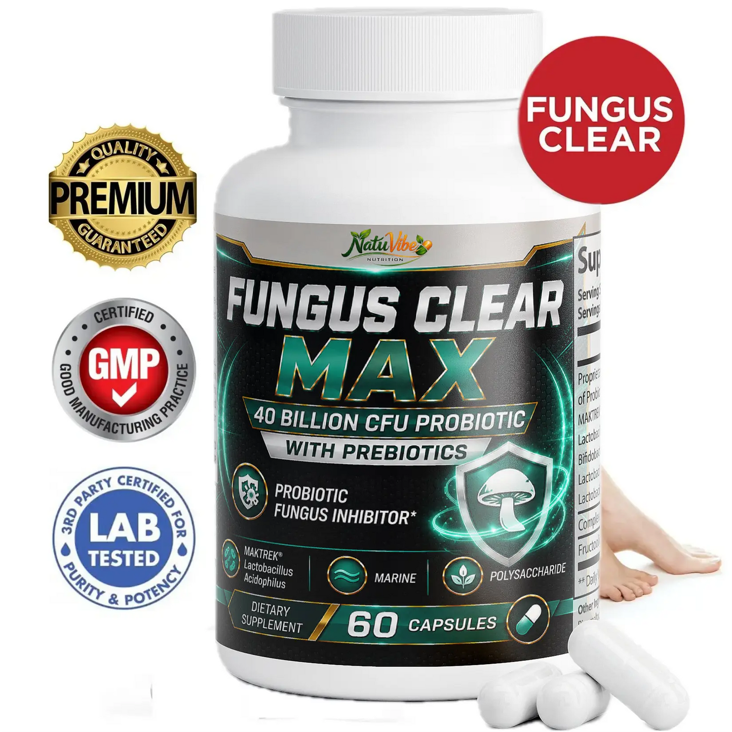Fungus Clear Max 40 Billion CFU Probiotic Pills 60 caps